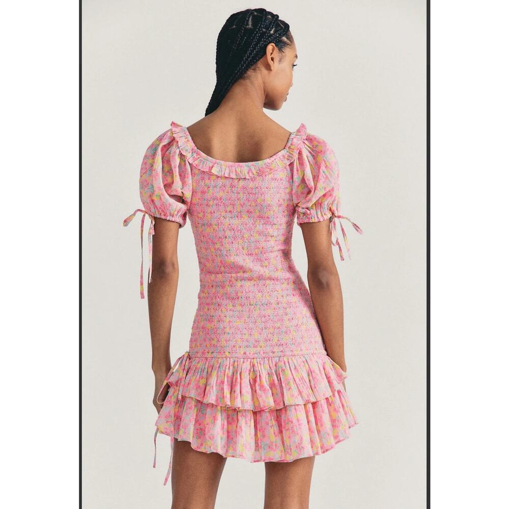 Love Shack Fancy Violet Mini Dress in Melon Punch Size Small - Picture 2 of 6